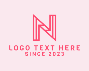 Pink Outline Letter N logo