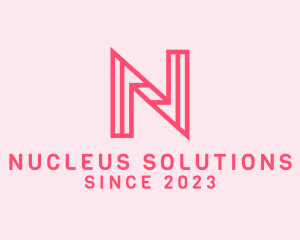 Pink Outline Letter N logo design