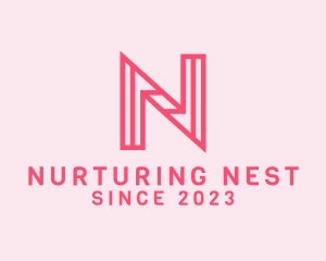 Pink Outline Letter N logo design