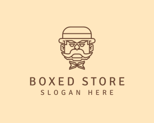 Gentleman Hat Mustache logo design