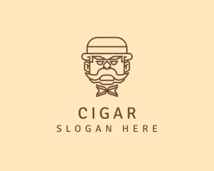 Gentleman Hat Mustache logo design