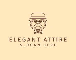 Gentleman Hat Mustache logo design