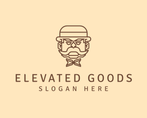 Gentleman Hat Mustache logo design