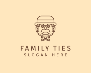 Gentleman Hat Mustache logo design