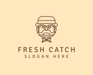 Gentleman Hat Mustache logo design