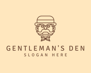 Gentleman Hat Mustache logo design