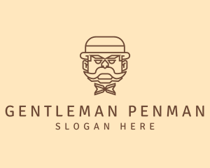 Gentleman Hat Mustache logo design