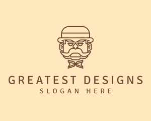 Gentleman Hat Mustache logo design