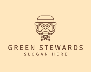 Gentleman Hat Mustache logo design