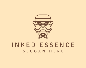 Gentleman Hat Mustache logo design