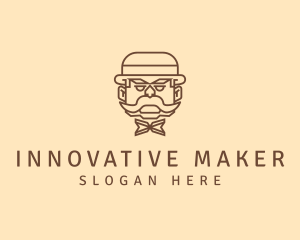 Gentleman Hat Mustache logo design