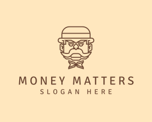 Gentleman Hat Mustache logo design