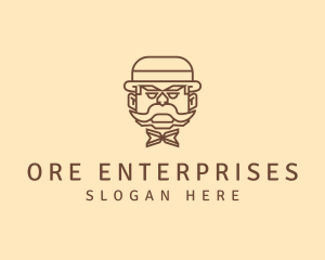 Gentleman Hat Mustache logo design