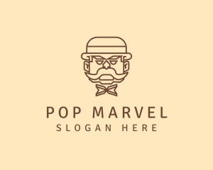 Gentleman Hat Mustache logo design