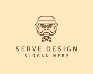 Gentleman Hat Mustache logo design