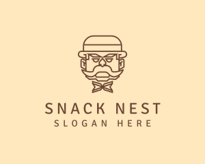 Gentleman Hat Mustache logo design