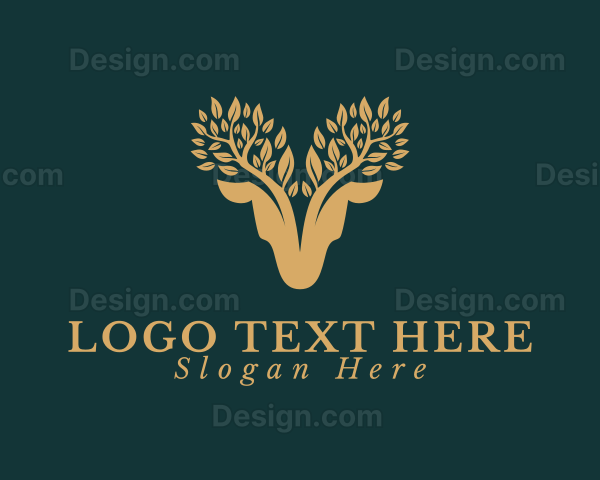 Deer Antler Leaves Logo