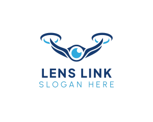 Winged Drone Camera Lens logo design