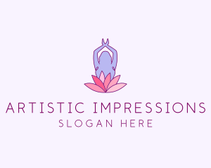 Lotus Yoga Pose logo design