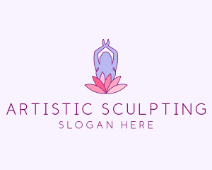 Lotus Yoga Pose logo design