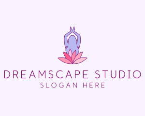 Lotus Yoga Pose logo design