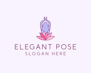 Lotus Yoga Pose logo design