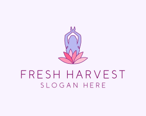 Lotus Yoga Pose logo design