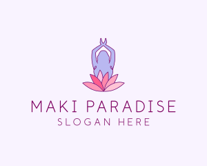 Lotus Yoga Pose logo design