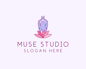 Lotus Yoga Pose logo design