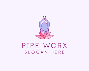 Lotus Yoga Pose logo design