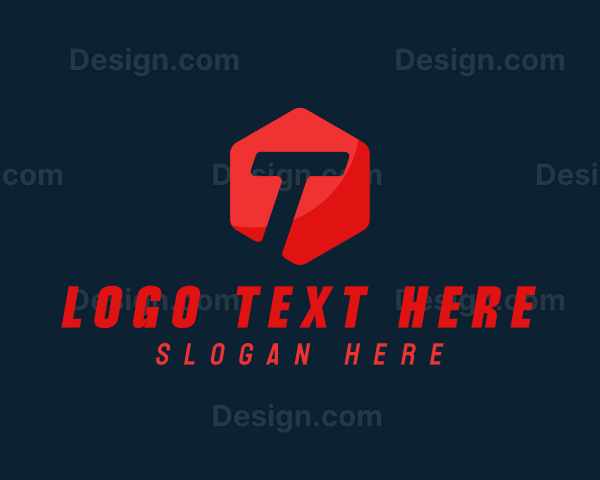 Geometric Hexagon letter T Logo