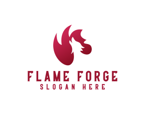 Flaming Wolf Animal logo design