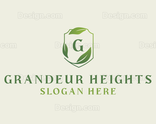 Organic Leaves Shield Logo