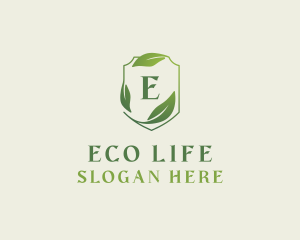 Organic Leaves Shield logo design