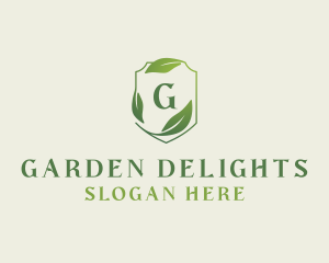 Organic Leaves Shield logo design