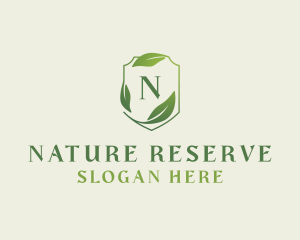 Organic Leaves Shield logo design