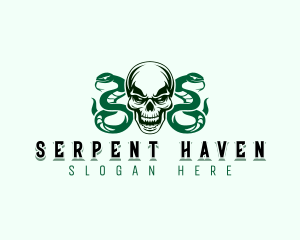 Skull Serpent Snake logo design