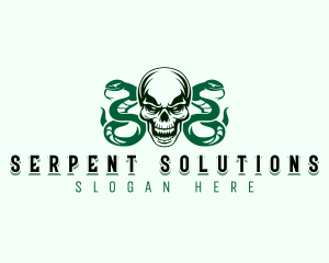 Skull Serpent Snake logo design