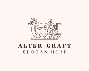 Floral Sewing Machine logo design