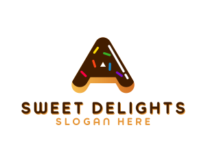 Donut Sweet Food Letter A logo