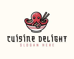 Octopus Ramen Noodles logo design