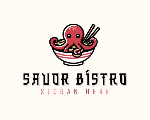 Octopus Ramen Noodles logo design