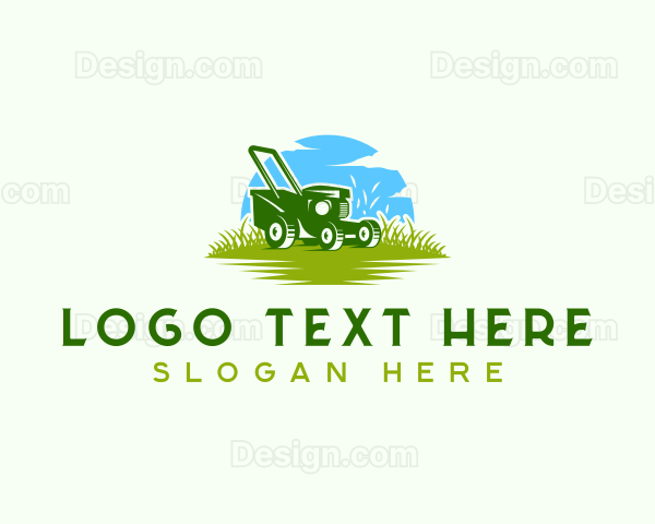 Lawn Mower Grass Landscaping Logo