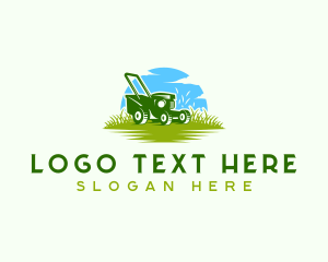 Lawn Mower Grass Landscaping logo