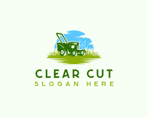 Lawn Mower Grass Landscaping logo design