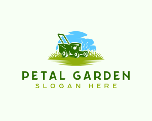 Lawn Mower Grass Landscaping logo design