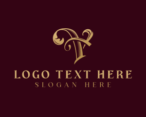 Elegant Decorative Calligraphy Letter V logo
