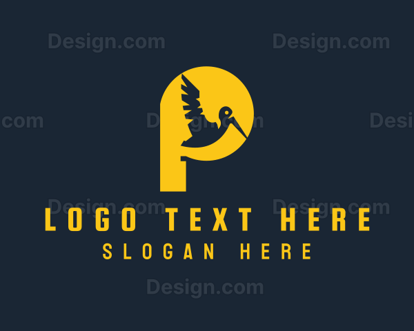 Yellow Pelican Letter P Logo