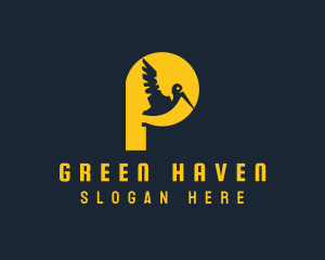 Yellow Pelican Letter P logo