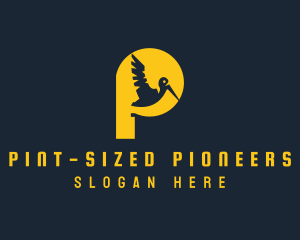 Yellow Pelican Letter P logo design